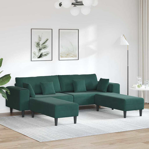 Aksominė sofa su pagalve 3 pcs Tamsiai žalia 208 cm Aksomas
