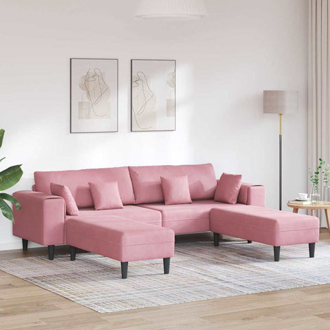 Aksominė sofa su pagalve 3 pcs Rožinė 208 cm Aksomas