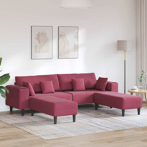 Aksominė sofa su pagalve 3 pcs Vyno raudona 208 cm Aksomas