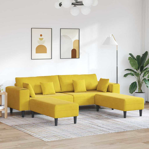 Aksominė sofa su pagalve 3 pcs Geltona 208 cm Aksomas