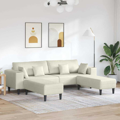 Aksominė sofa su pagalve 3 pcs Kreminė 208 cm Aksomas