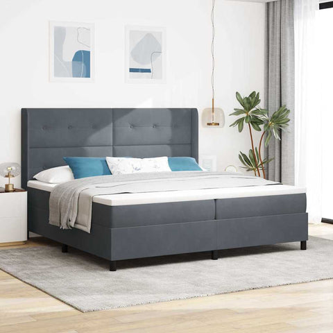 Kiemas lova su galvūgalio Tamsiai pilka 200 x 200 cm Aksomas