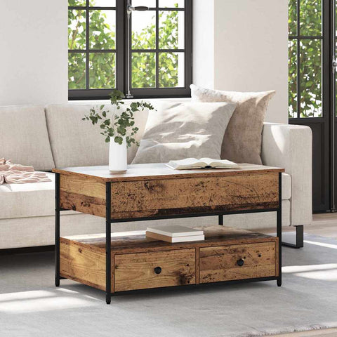 Kavos staliukas su stalčių Senovinis medis 85 x 50 x 50 cm