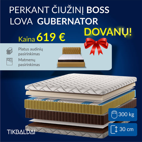 TOP pasiūlymas! Čiužinys Boss + lova dovanų!!!