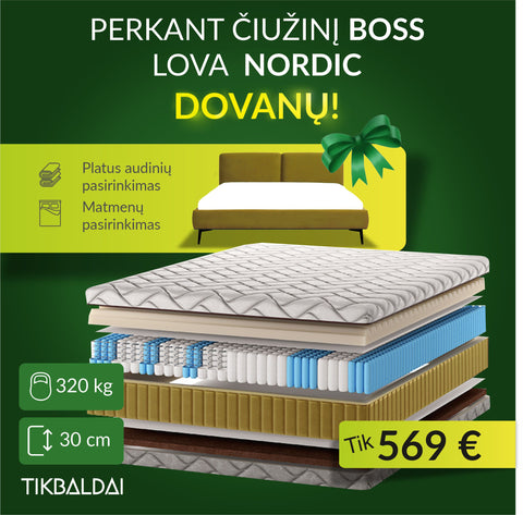 TOP pasiūlymas. Čiužinys BOSS + lova DOVANŲ!