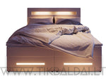 Continental miegamojo lova Manu LED su čiužiniu + ančiužinis